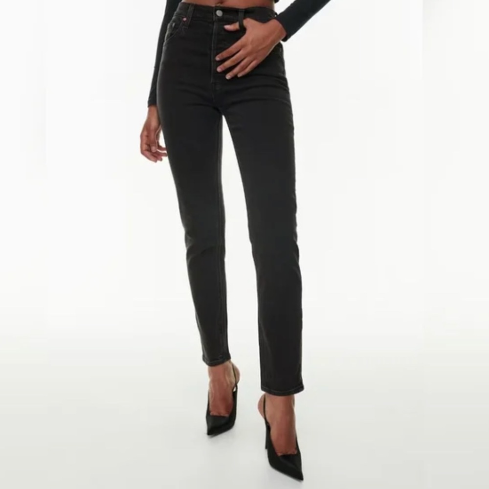 DENIM FOURM Black Organic Cotton Blend The Yoko Highrise Slim 28L Black